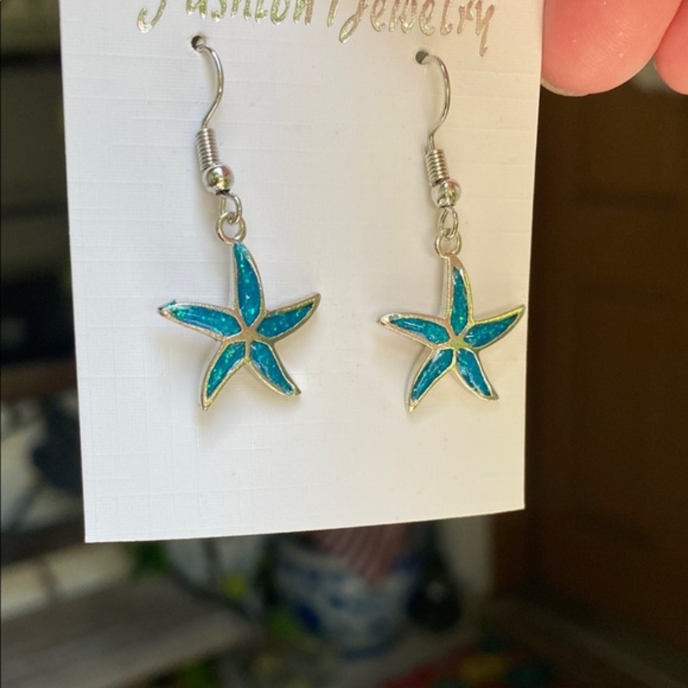 Blue Starfish Earrings